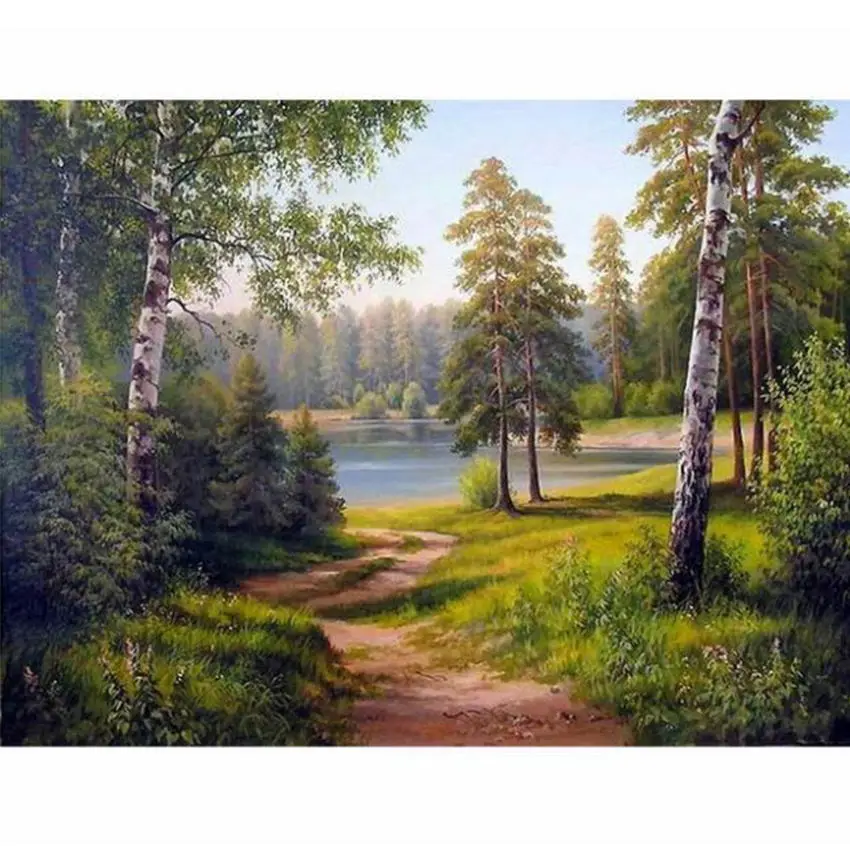 scenery painting 21 Rihe DIY картина по номерам проселочная дорога Картина& каллиграфия уникальный подарок для гостиной домашний Декор 16x20 дюймов - Цвет: scenery painting 21