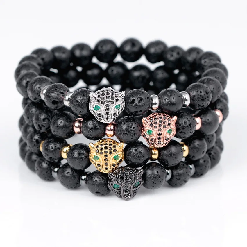 Браслеты из бусин 8 мм лавы нанизанных на нить высококачественные роскошные с