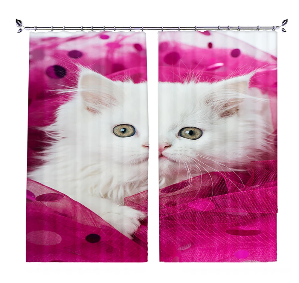 Милый белый персидский кот фото шторы затемненные шторы|Занавески| |