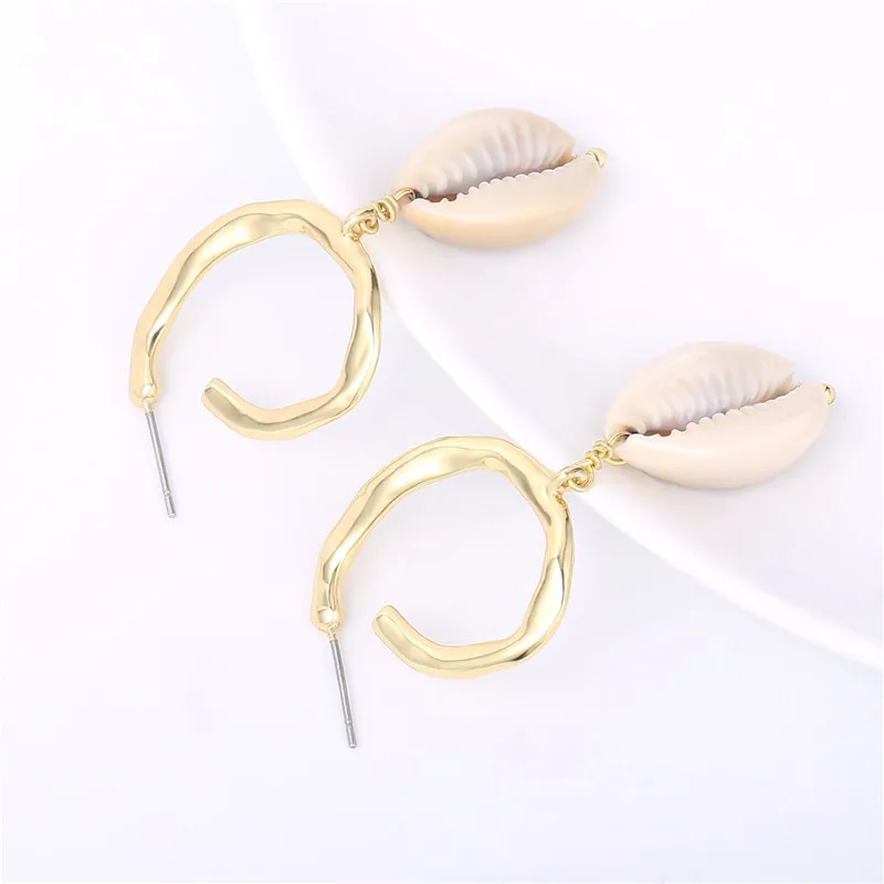 Lancharmed Natural Sea Shell Fashion Gold Color Drop Earrings Charm Gift for Women 2019 | Украшения и аксессуары
