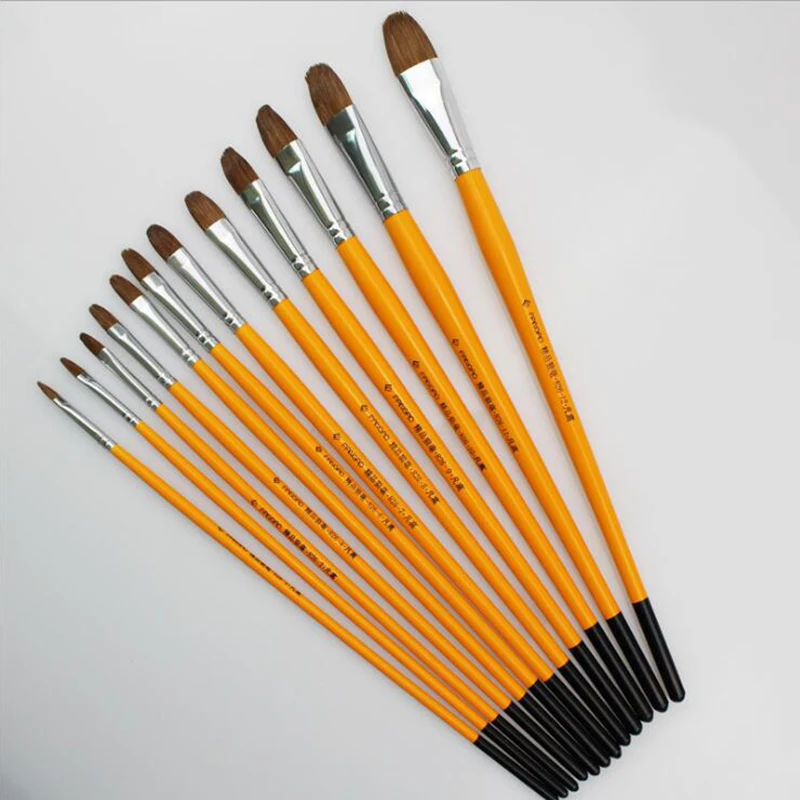 

12pcs/lot a writing brush made of weasel's hair oil painting brushes for Opaque watercolour painting; Acrylic painting