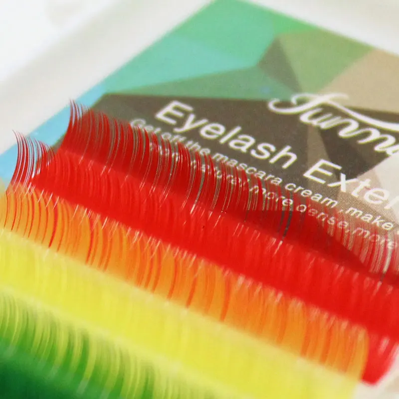 C/D завитые радужные цветные ресницы 6 цветов наращивание ресниц 8 мм 10 12 накладные