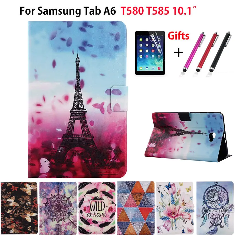 Модный чехол с изображением Эйфелевой башни и цветов для Samsung Galaxy Tab A A6 10 1 2016 T580 T585