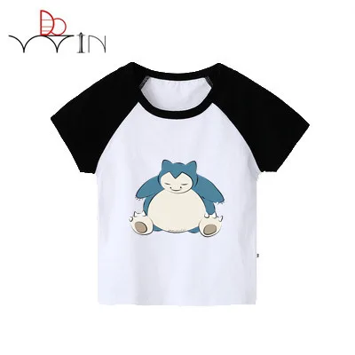 Футболка для девочек и мальчиков Snorlax с принтом детская футболка коротким