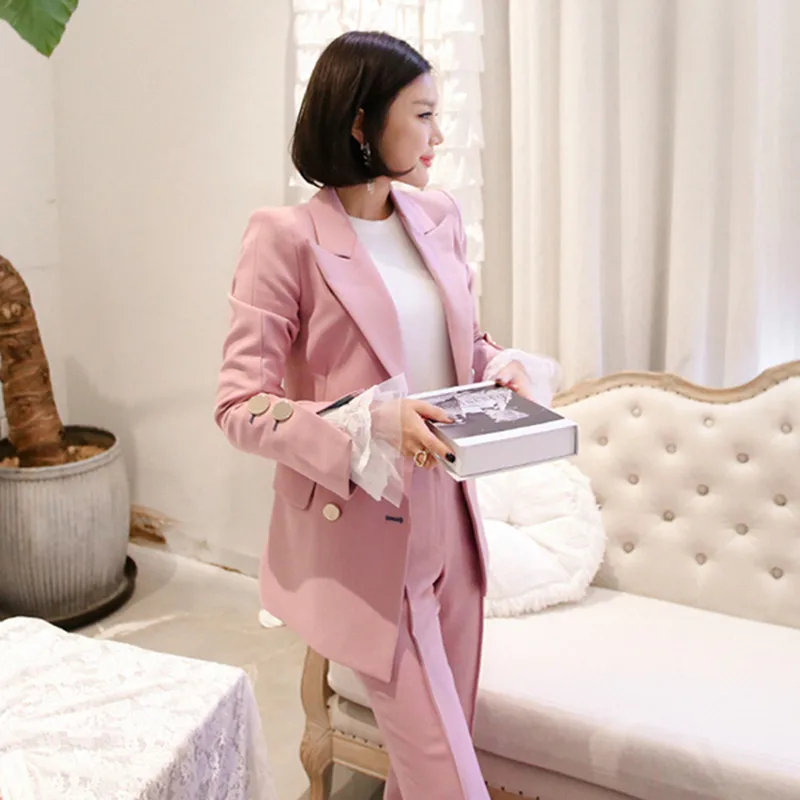 Блейзер комплект из двух предметов женский зеленый/розовый лоскутный осенне