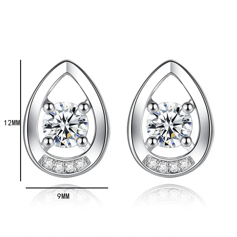 Female Water Earrings Fashion Silver Color Wedding Jewelry White Purple Crystal Zircon For Women J141-5 |