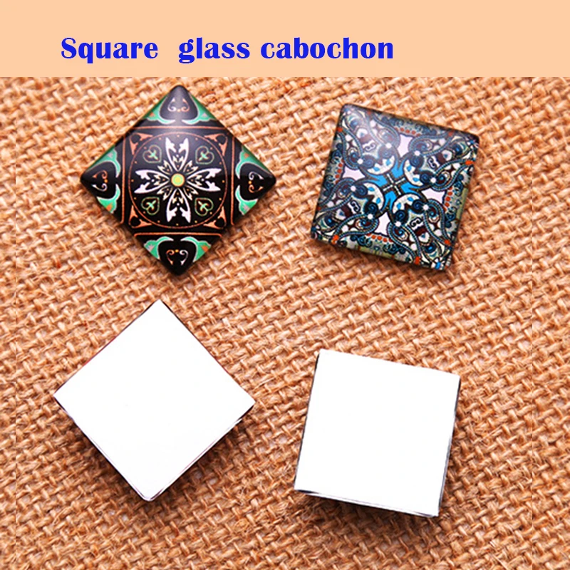 flower pig tiger kola bear elephant photo Square glass cabochon demo flat back snap button Making finding 12mm/20mm/25mm FX1010 | Украшения