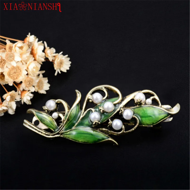 Заколка для волос женская из античного бронзового золотого сплава с эмалью в