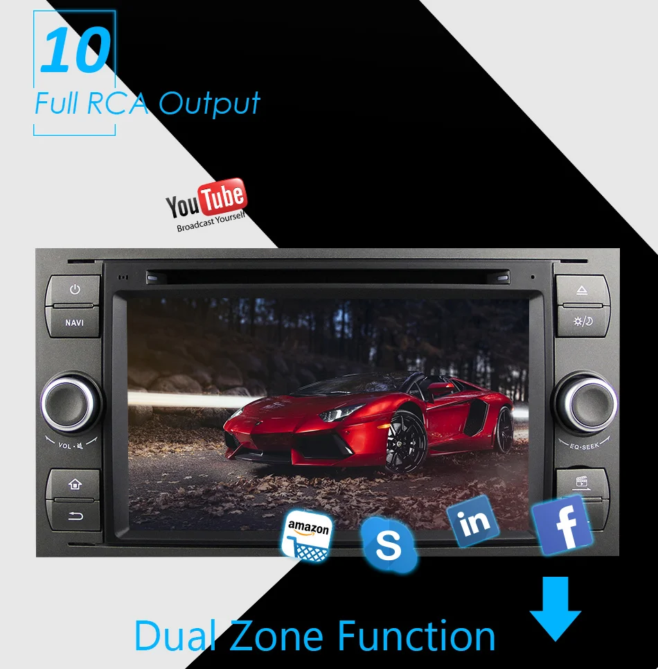 Eunavi 2 Din Android 9 4G 64G Автомобильный DVD для FORD S-Max Kuga Fusion Transit Fiesta Focus II gps мультимедийный плеер Радио стерео dsp