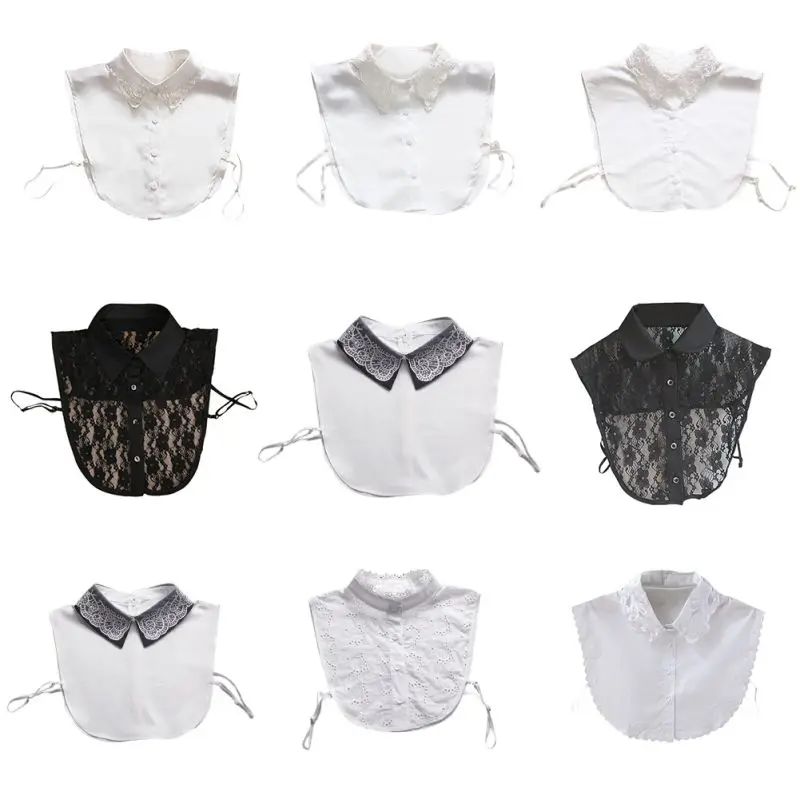 Женская кружевная блузка в стиле ретро с вырезами и кружевным воротником|shirt