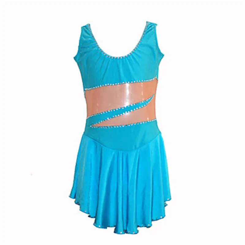 

LIUHUO Индивидуальные Женские гимнастические костюмы для выступлений и гимнастических соревнований трико для катания на коньках по льду платье без рукавов синего цвета