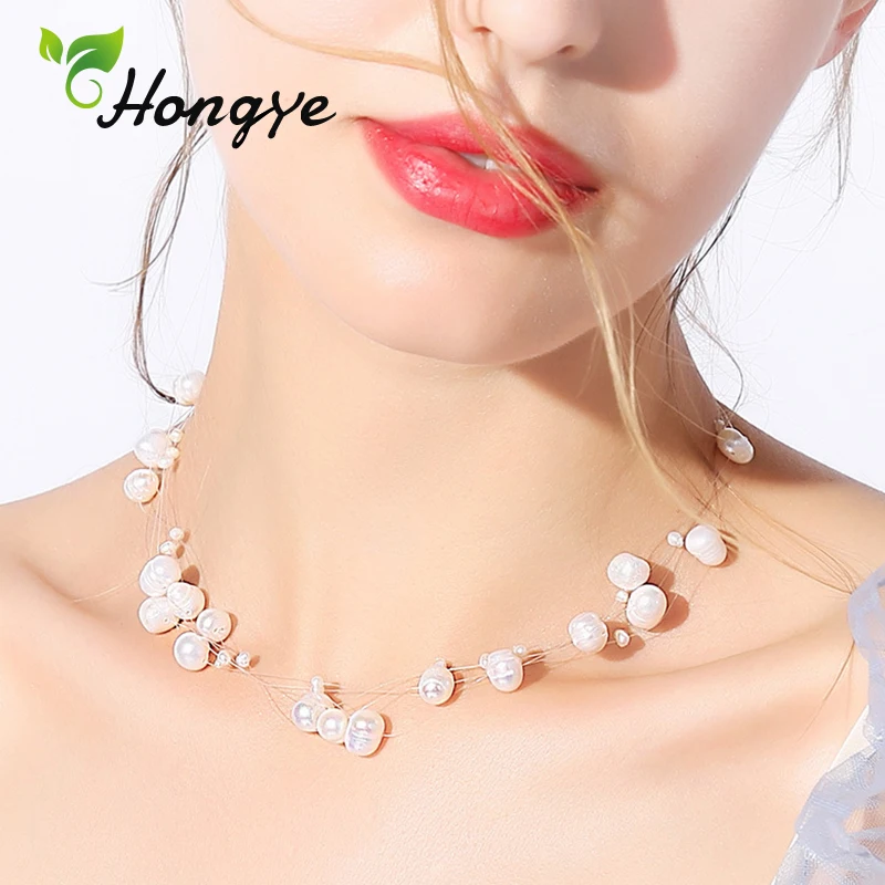 Hongye, новинка, женское длинное ожерелье из пресноводного жемчуга, ювелирное изделие, цепочка в форме ключицы, аксессуары для воротника, подвеска, ожерелье, подарок
