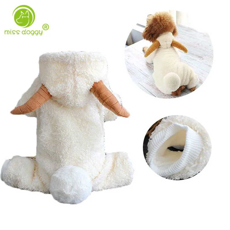 Funny Cute Goat Puppy Dog Hoodie Coat Clothes Autumn Winter Fleece Warm Cat Jackets Four Legs with Hat Pet Hoodies 10E | Дом и сад