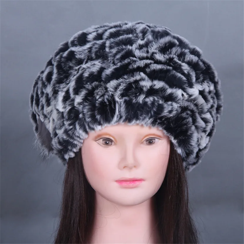 Осенняя и зимняя женская меховая шапка кроличий шерстяной беретик | Аксессуары