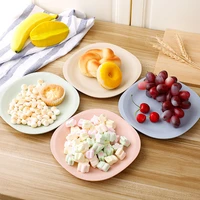 4pcsset pure natural wheat straw plate dish multi function plastic foods dish dessert kitchen plate tray jcfcy166