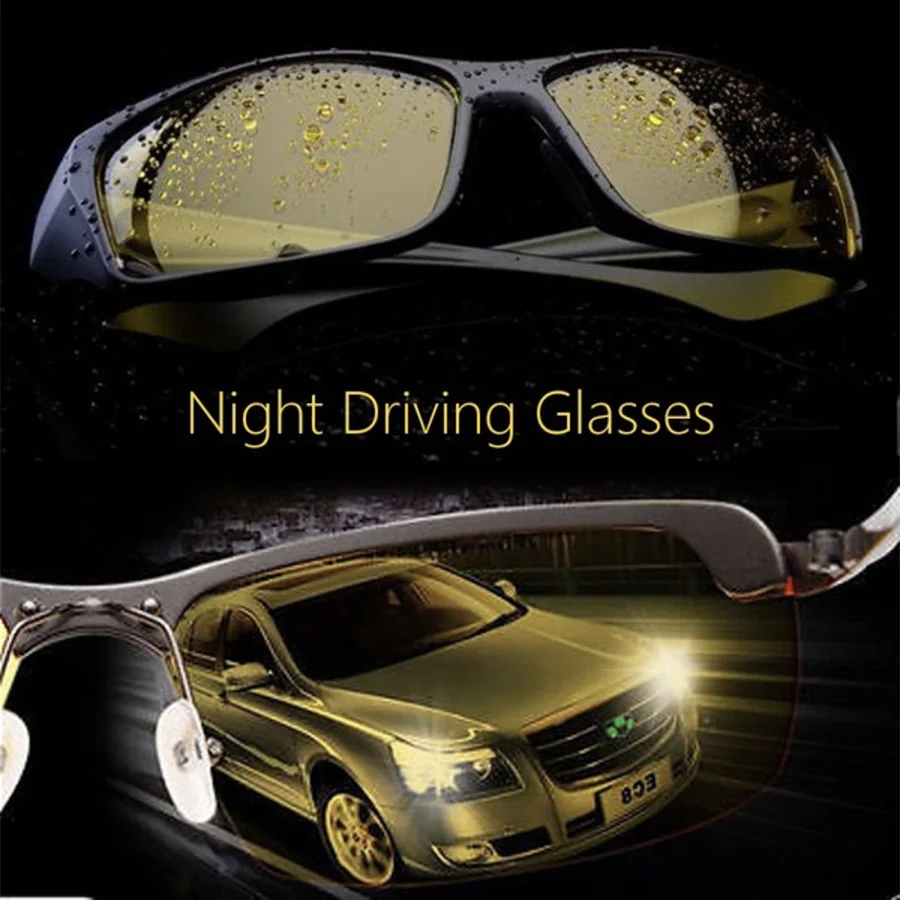night vison driving glasses yellow black lense driver safety UV sunglasses goggles fashion men women day glass | Автомобили и