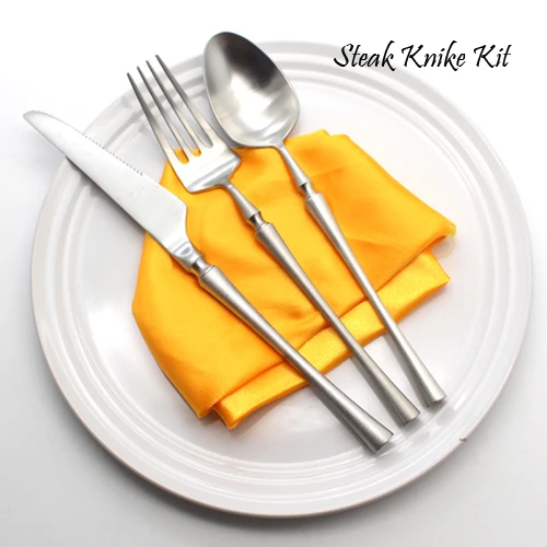 3pcs Steak Knife Kit Серебряный набор столовых приборов, роскошная столовая посуда, 5 шт., матовая готовая столовая посуда, 304 нержавеющая сталь, столовый нож и вилка - Цвет: 3pcs Steak Knife Kit