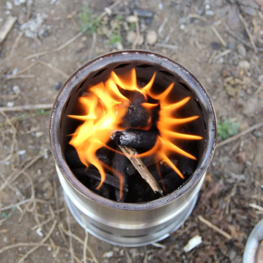 Lixada Портативный нержавеющей стали Наружная Деревянная легкая для печки сухой