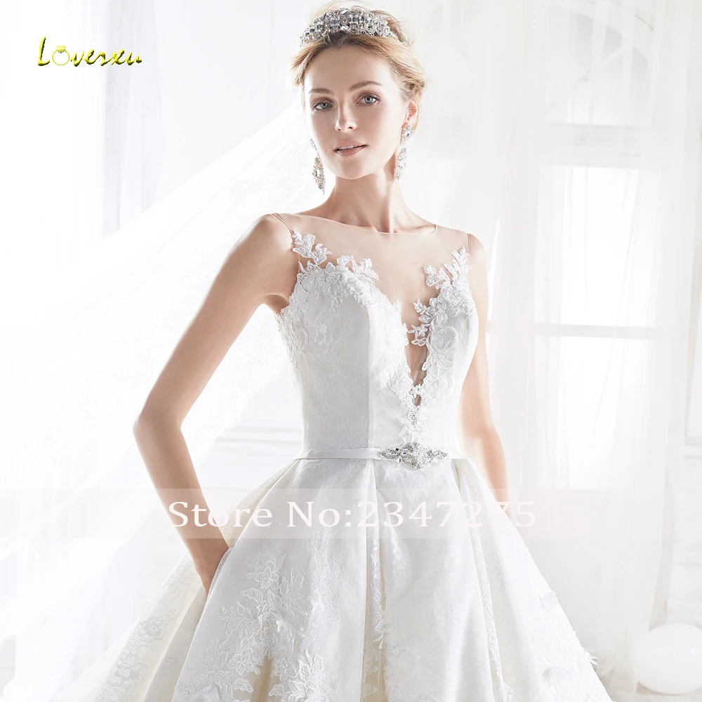 Свадебное платье Loverxu Vestido De Noiva роскошное кружевное с аппликацией пуговицами и