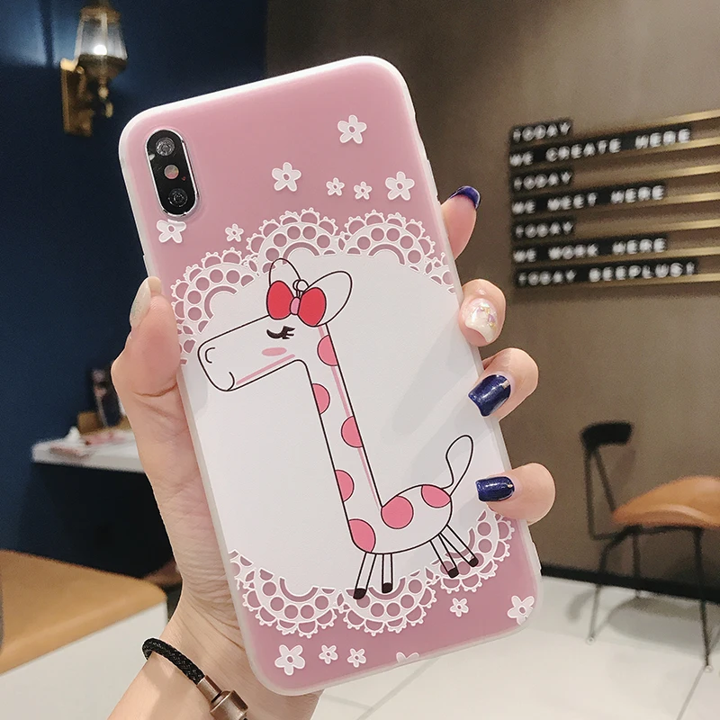 Милый чехол для телефона с рисунком в виде животного iPhone XS Max XR X 5S SE 6 6s 7 8 Plus мягкая