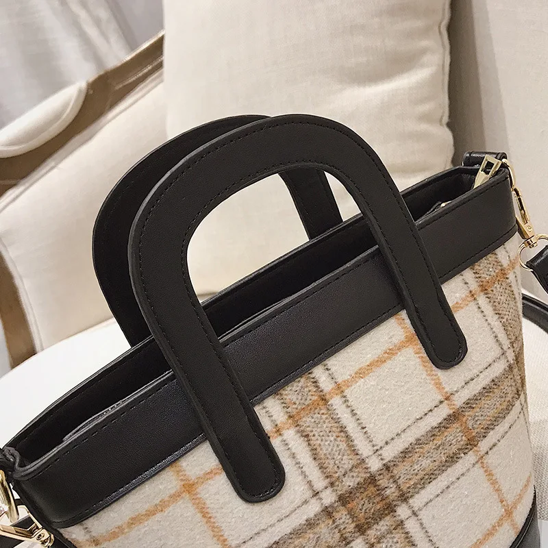 Vintage Fashion Female Tote bag 2019 New Quality wool Women's Designer Handbag Bucket bags Shoulder Messenger Bag 3e12123 | Багаж и