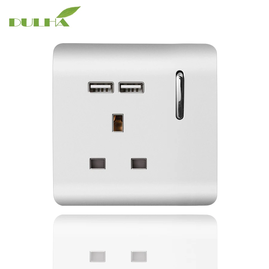 Дулха UK 13A USB настенная розетка 1 секция электрические питания включен с 2 разъем