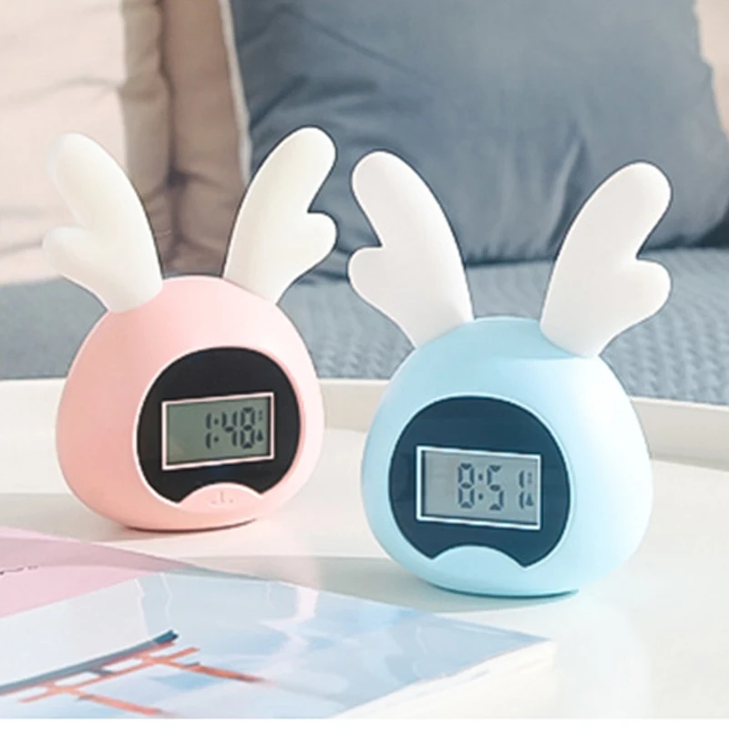 Светодиодный USB Rechargebal милый кролик ночные огни сенсорный датчик затемнения ночные лампы с будильником светодиодный светильник функция пробуждения подарок