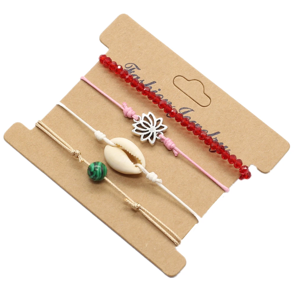 4 шт./компл. Boho Friends красный браслет Femme Pulseiras Shell черепаха браслеты мужские для