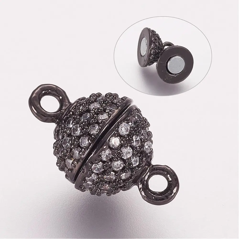 5 шт. магнитные застежки Pandahall из латуни с микрозакрепкой фианита Круглые