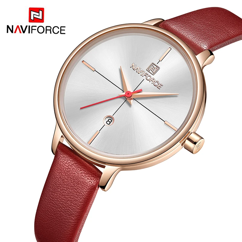 NAVIFORCE женские часы люксовый бренд Модные Кварцевые кожаные простые Relogio Feminino bayan