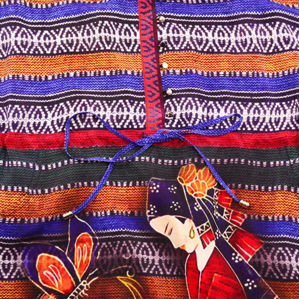 Новый Летний 2017 женщин Ретро Китайском Стиле Полосатый Прямо Dress Уверен Дамы