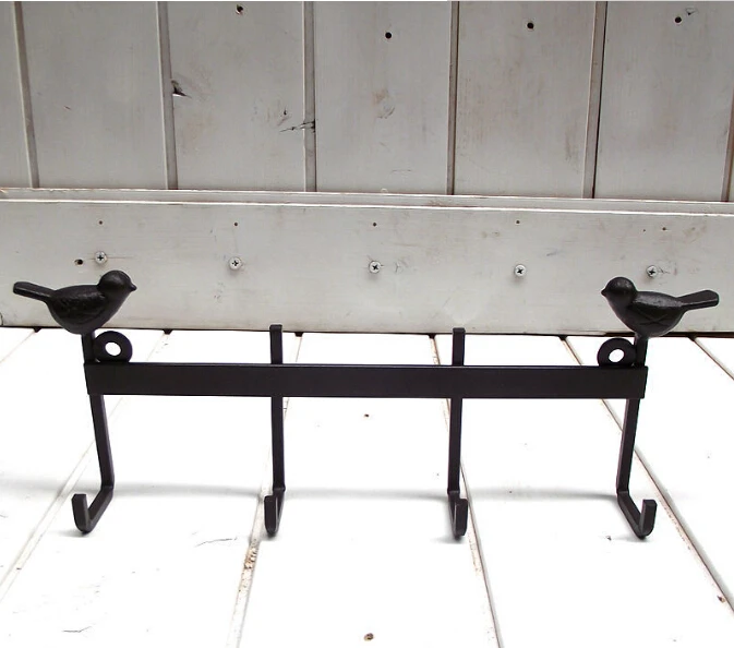 

2017 Durable Iron Metal Wall Key Hook Holder Home Decor Vintage Brown Birds Hooks Hanger for Keys Anzol Stocked