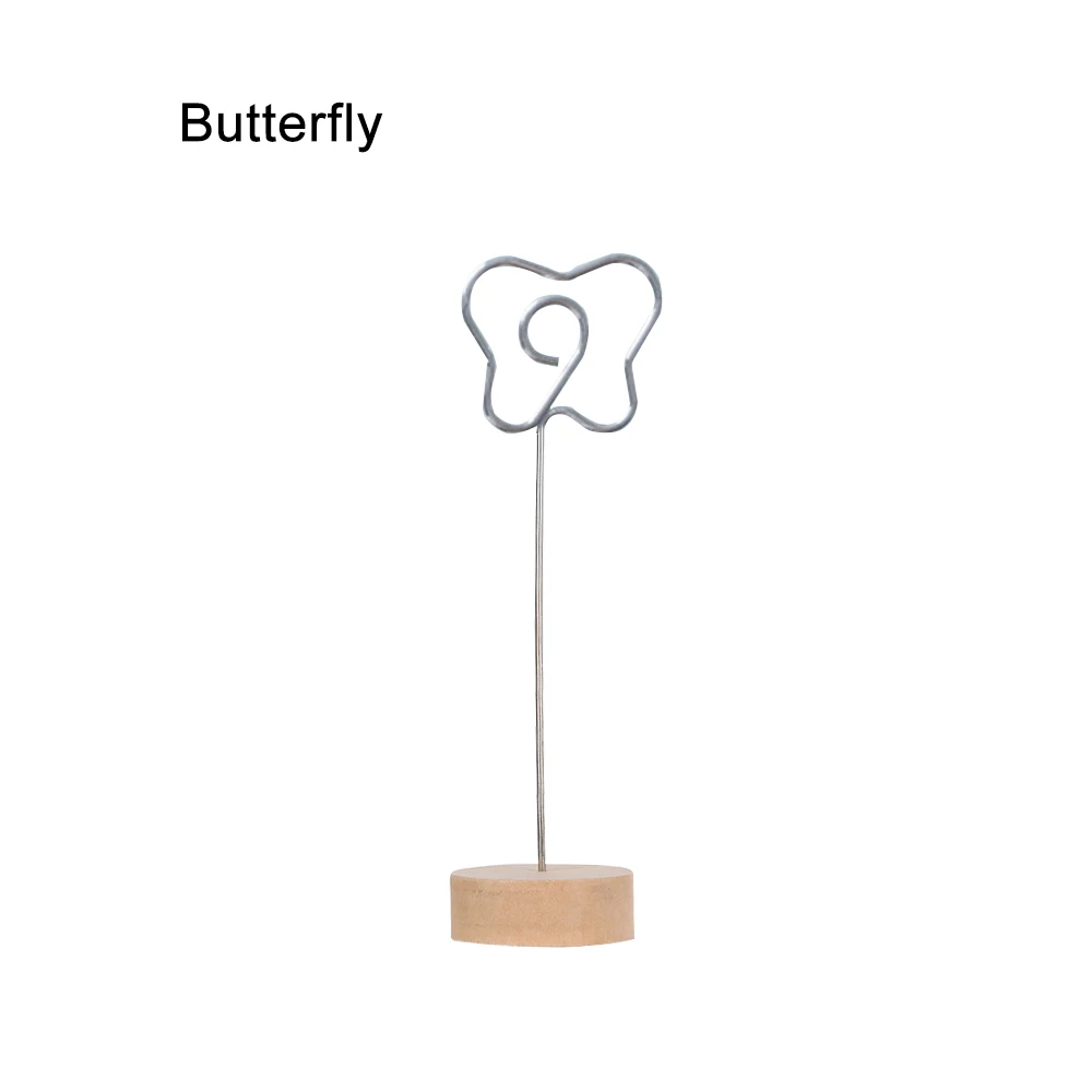 butterfly Креативный Круглый/квадратный деревянный фото клип Memo имя карты кулон держатель заметки артикулы фоторамка таблица номер фото держатель - Color: butterfly