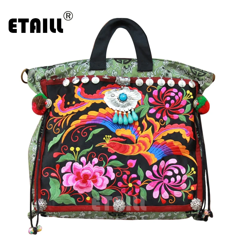 Китайский бренд дамы большой Hmong Boho цветок вышивка сумки Этническая сумка через