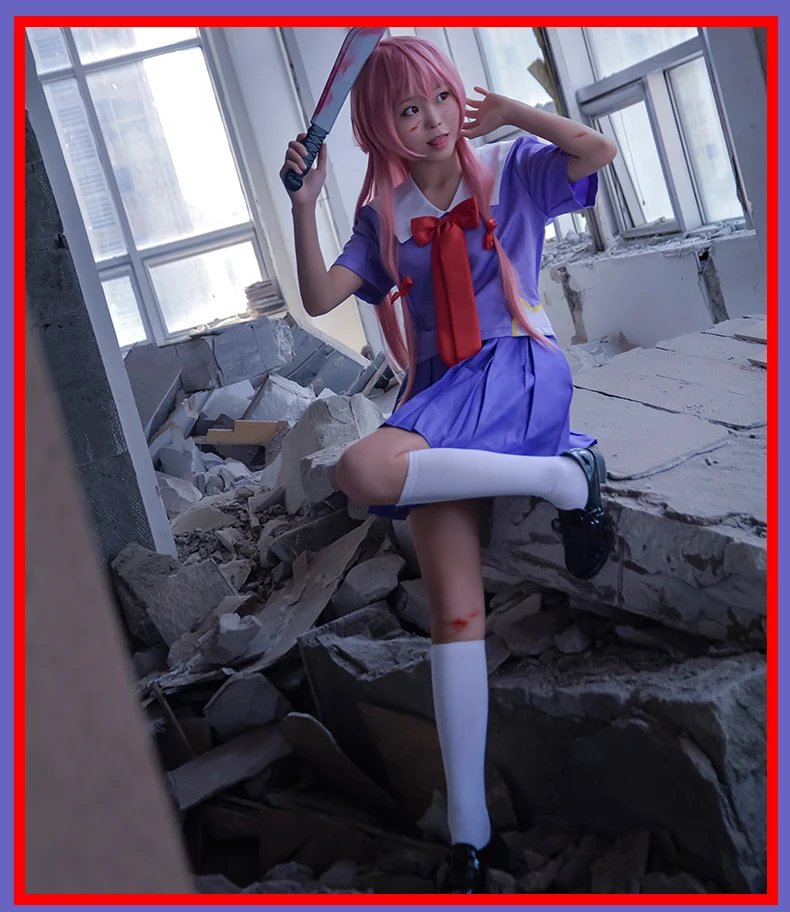 Аниме дневник будущего гасаи платье Yuno с париком косплей костюм Mirai Nikki школьная