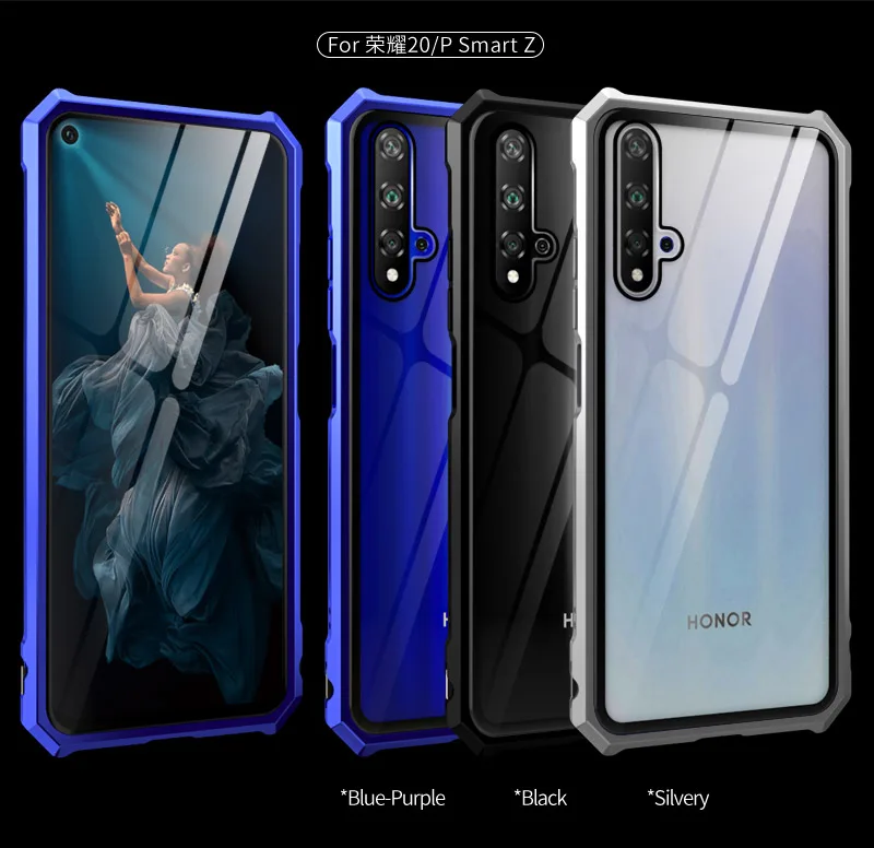 OMEVE для huawei Honor 20 Pro Чехол металлический сплав рамка бампер прозрачное закаленное стекло задняя крышка для Honor 20 20i V20 чехол для телефона