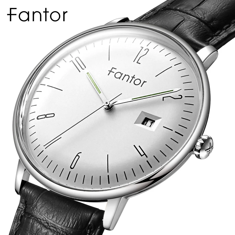 Fantor брендовые деловые мужские наручные часы с кожаным ремешком и датой