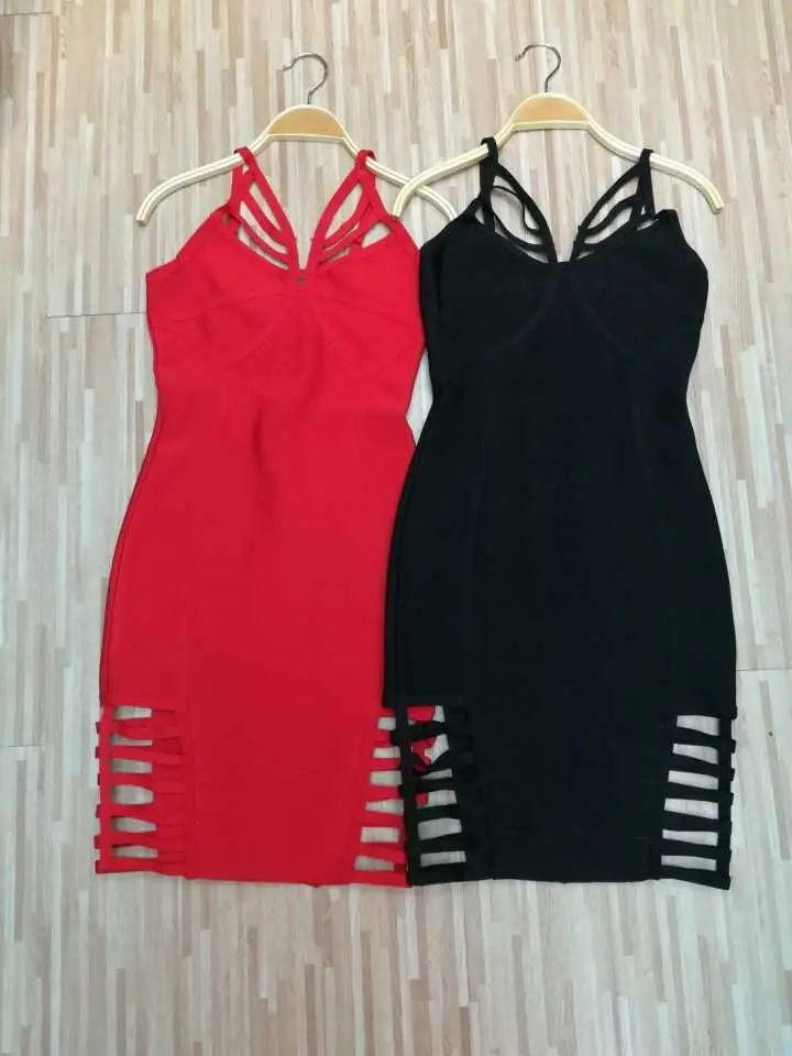 Розовый красные черные Цвет Дамы HL бинты платье Сексуальная выдалбливают Bodycon