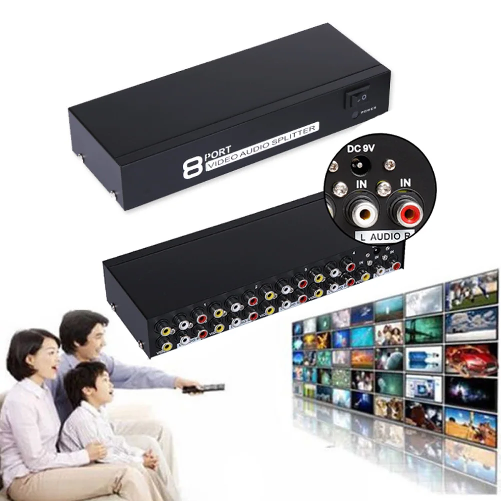 8 Ports RCA Video Audio AV Switch Switcher Selector 1 In Out TV Splitter Box Hi dropship |