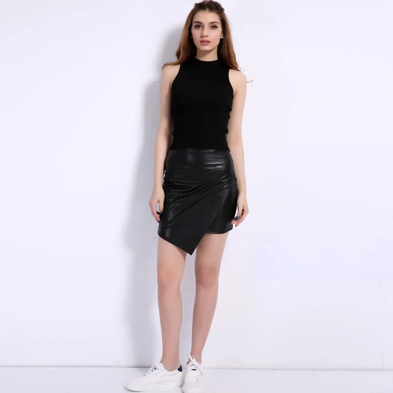 Женская Асимметричная мини-юбка A Forever черная Повседневная облегающая юбка из