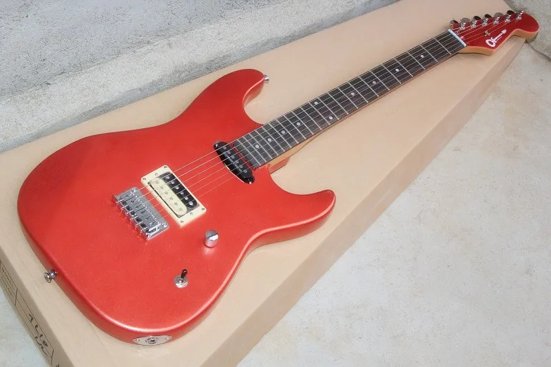 Оранжевый Высокое качество 22 frets CHARVEL 6 струн металлик оранжевый электрогитара-17-11 - Цвет: Оранжевый