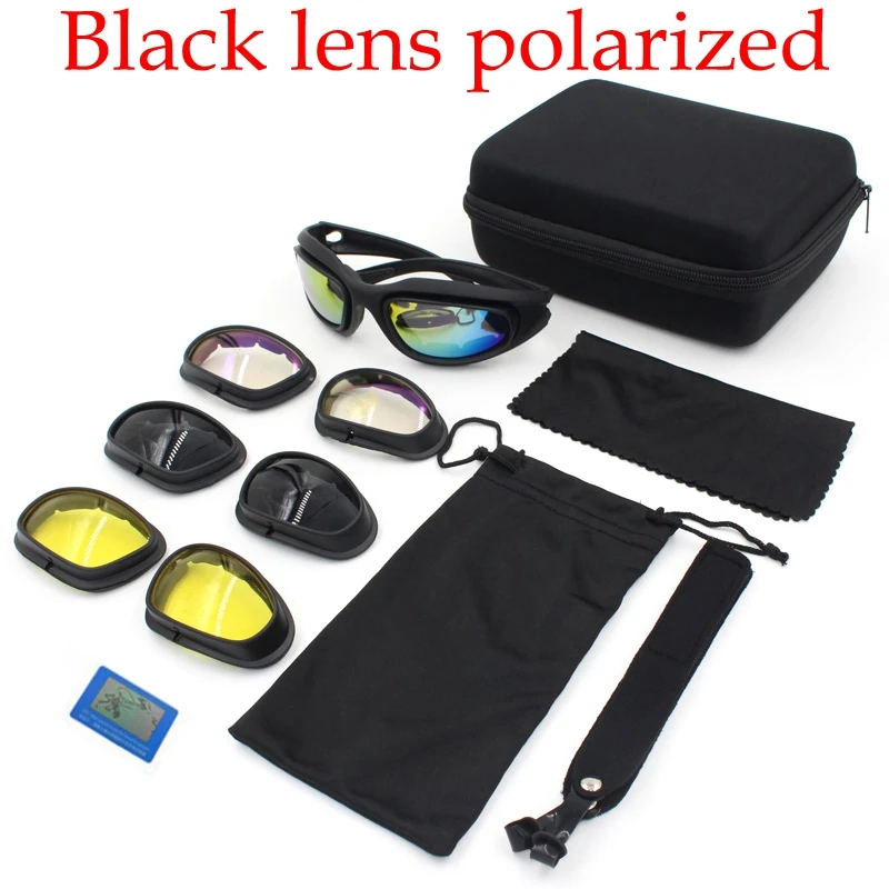 Polarized C5 поляризованные армейские очки, военные солнцезащитные очки 4 объектива Комплект, мужские пустынные тактические очки спортивные поляризованные очки - Цвет: Polarized