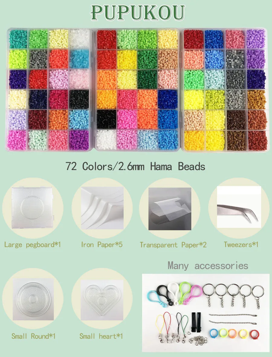 Мини 2,6 Хама бусины 24/48/72 Цвета Perler бисер инструмент и Pegboard развивающая игрушка плавкий предохранитель головоломки 3D для детей