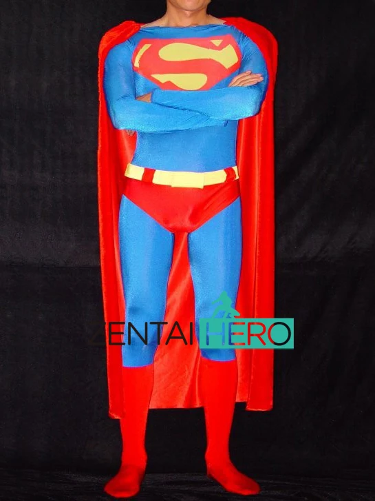Бесплатная доставка DHL Костюм Супермена для взрослых облегающий лайкра спандекс