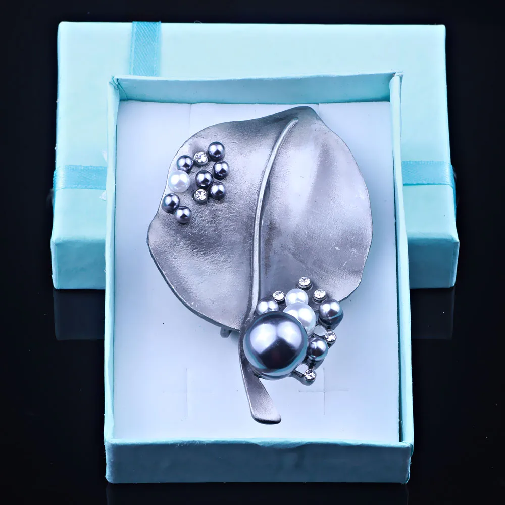 FARLENA ювелирные изделия черные Большие булавки в форме листьев с покрытием