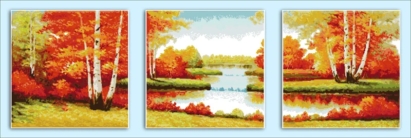 

Good luck in golden autumn cross stitch kit 18ct 14ct 11ct count printed canvas stitching embroidery DIY handmade needlework