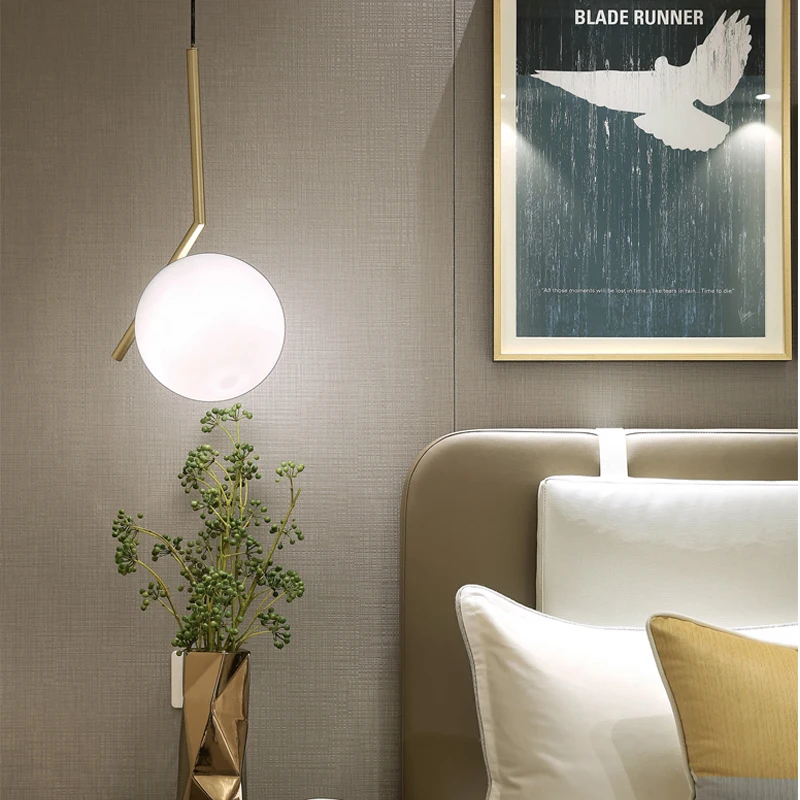 

Nordic postmodern single head small droplight warm bedroom berth lamp study restaurant glass ball LED lamps and lanterns