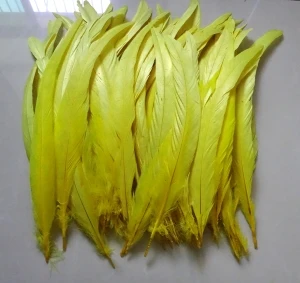 E-Yellow 500 шт./лот натуральные перья петуха coque перо крашеные Куриные перья 30-35 см 12-14 дюймов с перьями из хвоста петуха - Цвет: E-Yellow