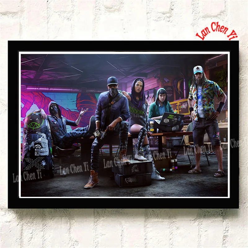 Watch_Dogs 2 бумага с покрытием плакаты стены украшения дома высокое качество принты - Цвет: Темно-серый