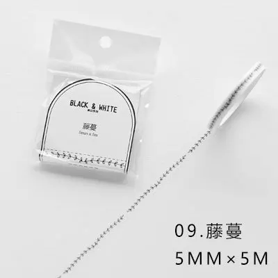 vine 5mmX5m JIANWU 1 шт. 15 мм X 5 м черно-белая серия основа васи лента украшение для ноутбука скрапбук DIY офисные изделия и канцелярские принадлежности - Цвет: vine 5mmX5m